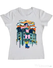 Tricou ADLER dama Bad girl Alb