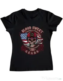 Tricou ADLER dama Blood sweat and gears Negru