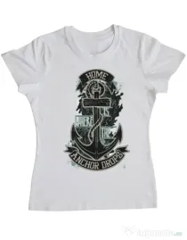 Tricou ADLER dama The anchor drops Alb
