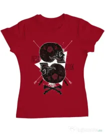 Tricou ADLER dama Pitch black Rosu