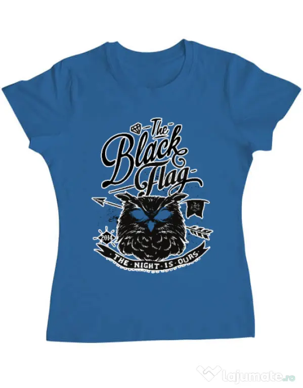 Tricou ADLER dama The black flag owl Albastru azuriu