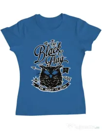 Tricou ADLER dama The black flag owl Albastru azuriu