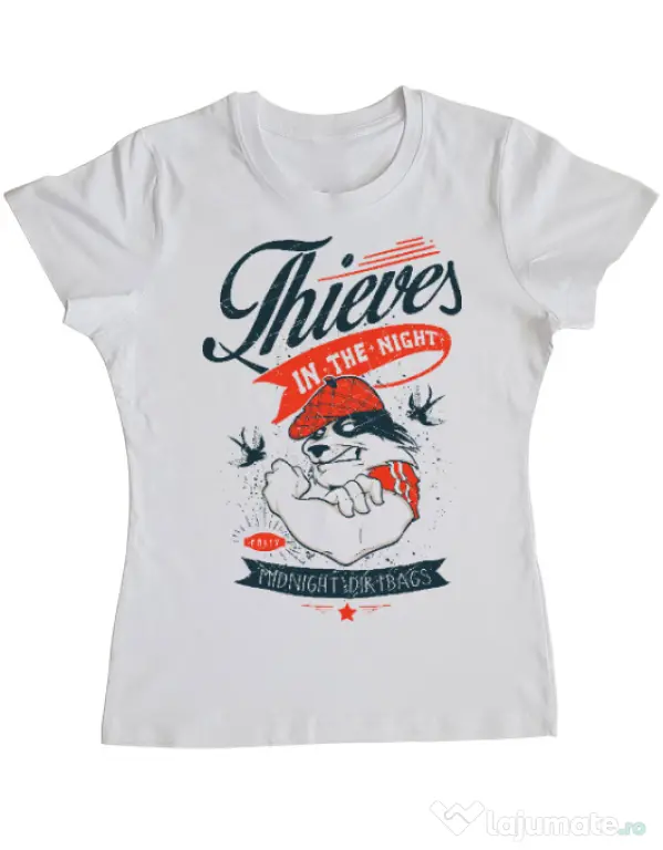 Tricou ADLER dama Thieves in the Night Alb