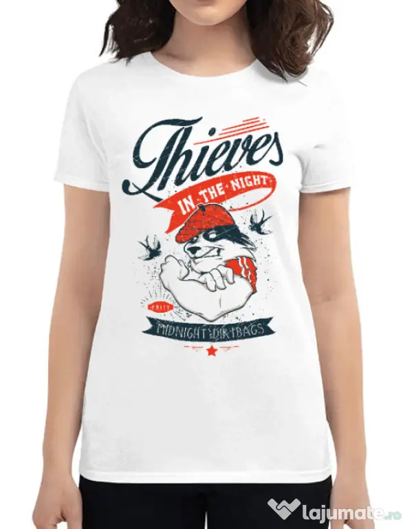 Tricou ADLER dama Thieves in the Night Alb