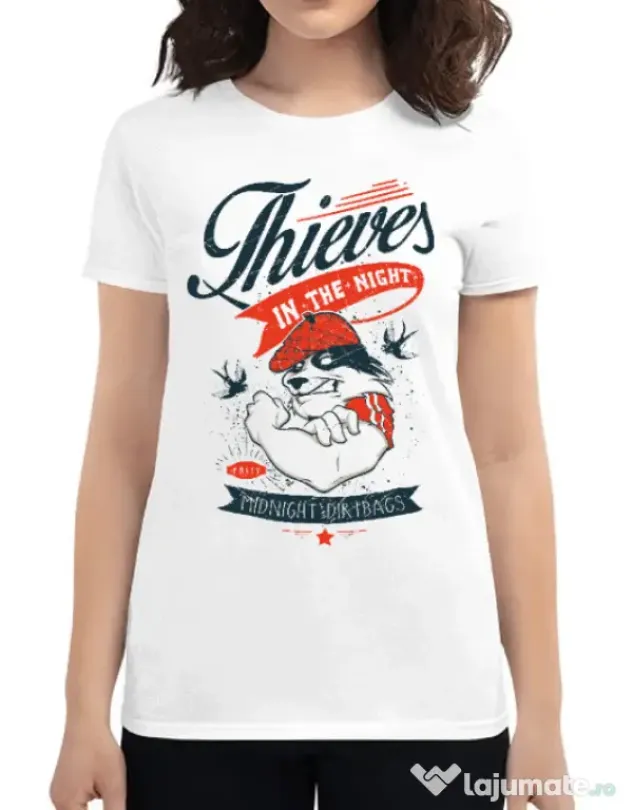 Tricou ADLER dama Thieves in the Night Alb