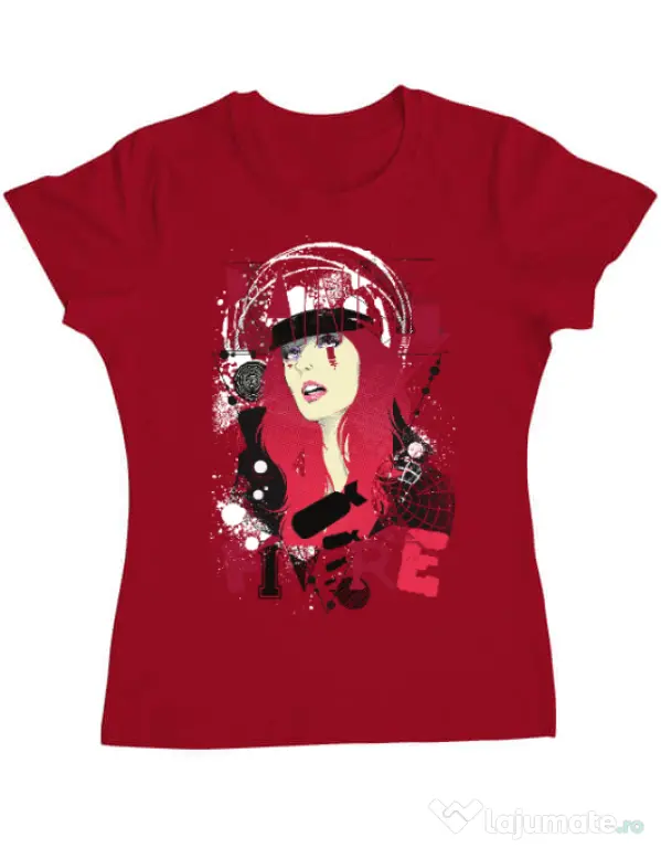 Tricou ADLER dama Raining fire Rosu