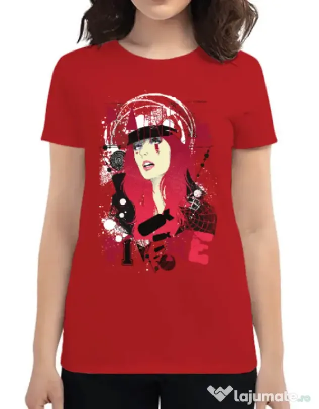 Tricou ADLER dama Raining fire Rosu