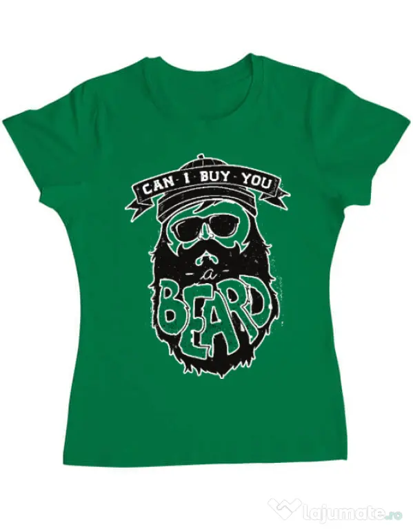 Tricou ADLER dama Can i buy you a beard Verde mediu