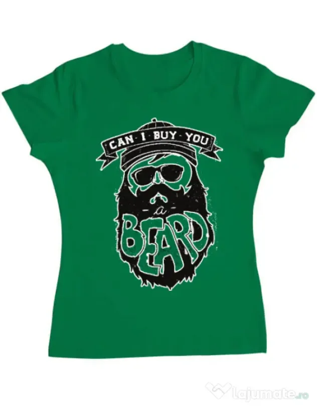 Tricou ADLER dama Can i buy you a beard Verde mediu