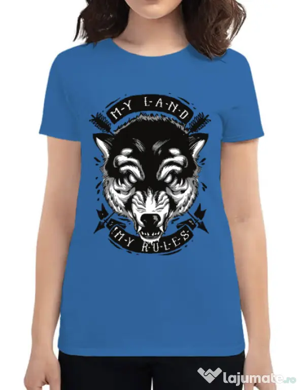 Tricou ADLER dama My Land My Rules Albastru azuriu