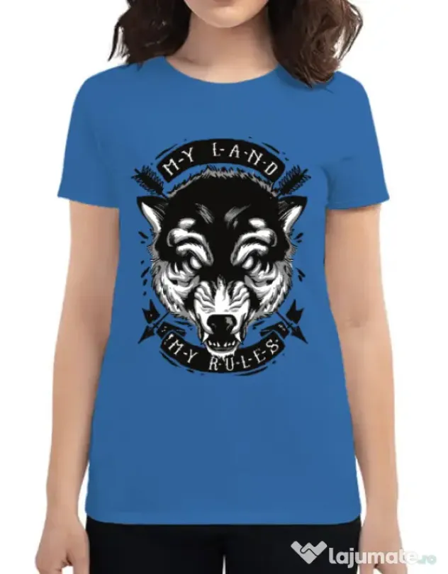 Tricou ADLER dama My Land My Rules Albastru azuriu