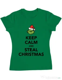 Tricou ADLER dama Steal Christmas Verde mediu
