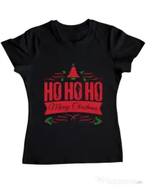 Tricou ADLER dama Ho ho ho Merry Christmas Negru