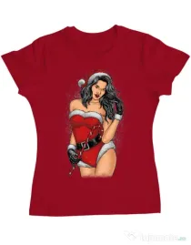 Tricou ADLER dama Sexy Santa Girl Rosu