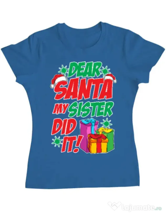 Tricou ADLER dama My sister did it Albastru azuriu