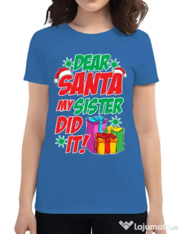 Tricou ADLER dama My sister did it Albastru azuriu