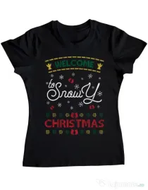 Tricou ADLER dama Snowy Christmas Negru