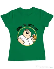 Tricou ADLER dama Drink til she is hot Verde mediu