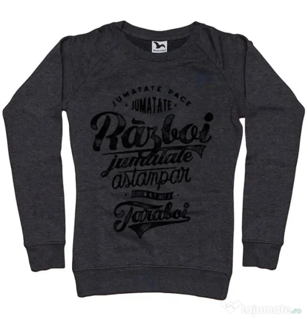Bluza ADLER dama Pace si razboi Negru melanj