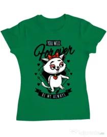 Tricou ADLER dama Forever my always Verde mediu