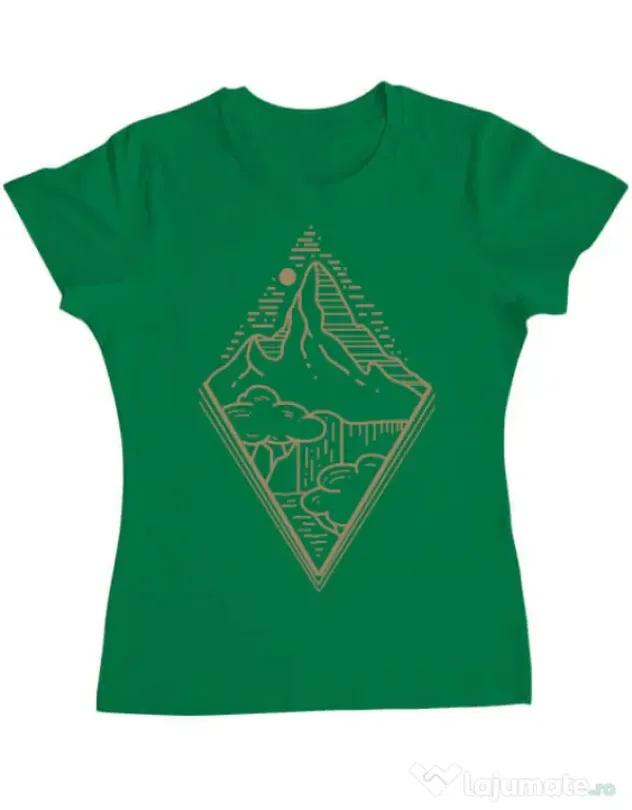 Tricou ADLER dama Mountain waterfall Verde mediu