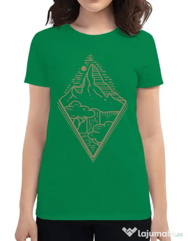 Tricou ADLER dama Mountain waterfall Verde mediu