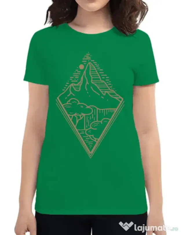 Tricou ADLER dama Mountain waterfall Verde mediu