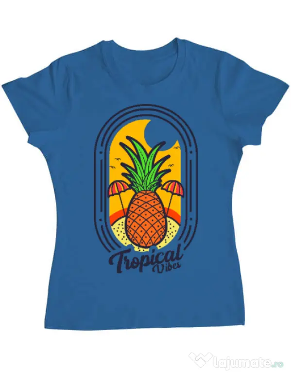 Tricou ADLER dama Tropical vibes Albastru azuriu