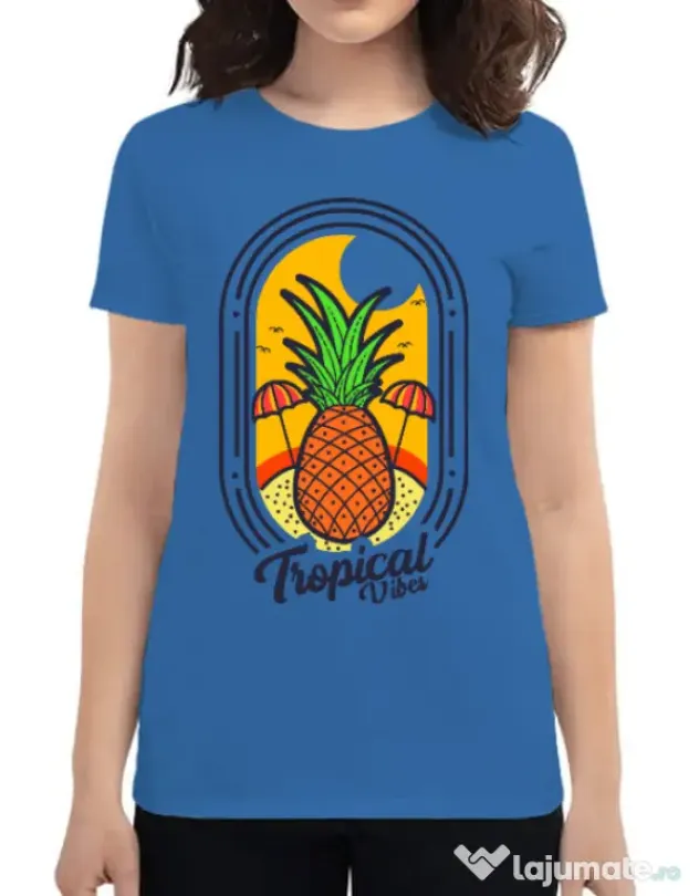 Tricou ADLER dama Tropical vibes Albastru azuriu