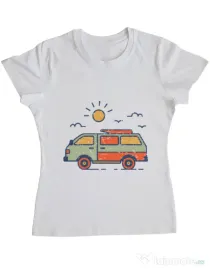 Tricou ADLER dama Retro travel van Alb