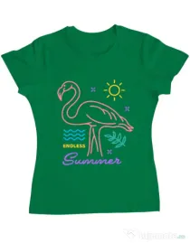 Tricou ADLER dama Flamingo endless summer Verde mediu