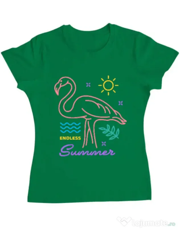 Tricou ADLER dama Flamingo endless summer Verde mediu