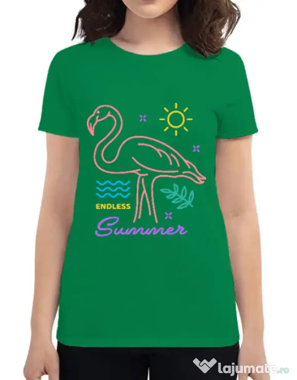 Tricou ADLER dama Flamingo endless summer Verde mediu