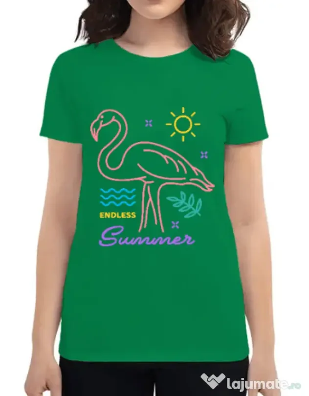 Tricou ADLER dama Flamingo endless summer Verde mediu