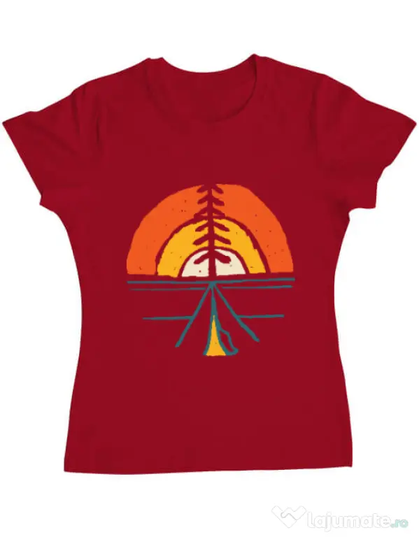 Tricou ADLER dama Camp and sunset Rosu