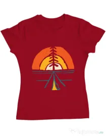 Tricou ADLER dama Camp and sunset Rosu