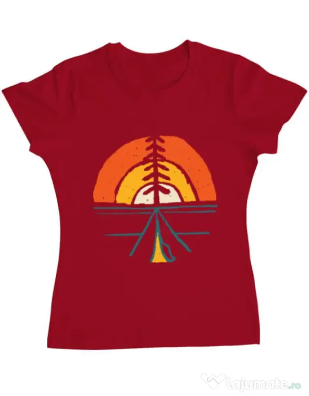 Tricou ADLER dama Camp and sunset Rosu