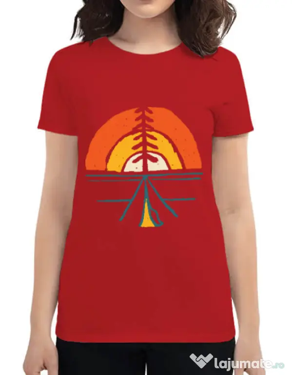 Tricou ADLER dama Camp and sunset Rosu