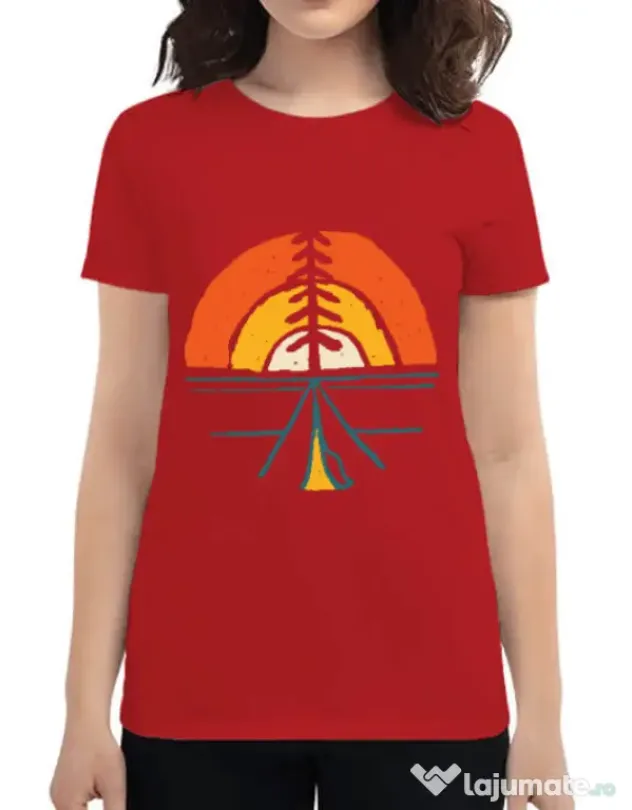 Tricou ADLER dama Camp and sunset Rosu