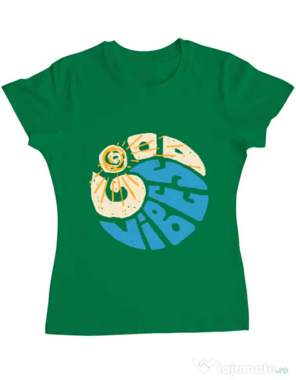 Tricou ADLER dama Good vibes and wave Verde mediu
