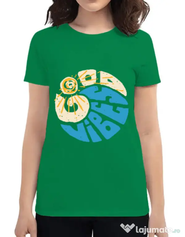 Tricou ADLER dama Good vibes and wave Verde mediu