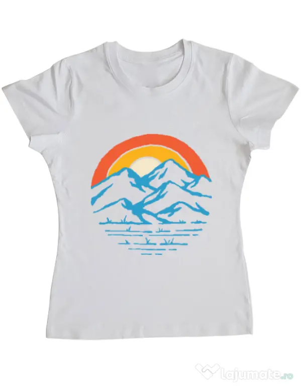 Tricou ADLER dama Mountain and rainbow Alb