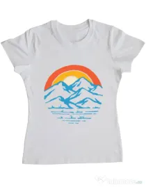 Tricou ADLER dama Mountain and rainbow Alb