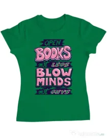 Tricou ADLER dama Open books Verde mediu