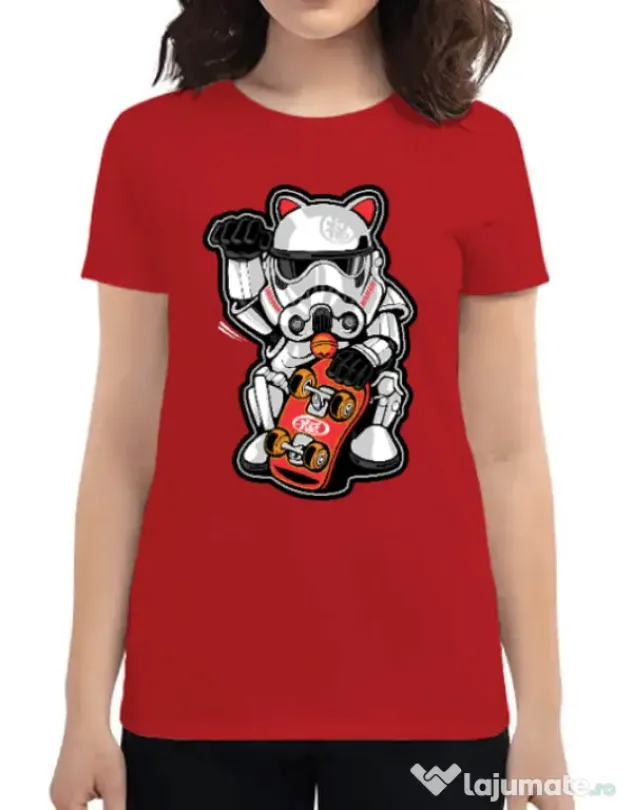 Tricou ADLER dama Maneki trooper Rosu