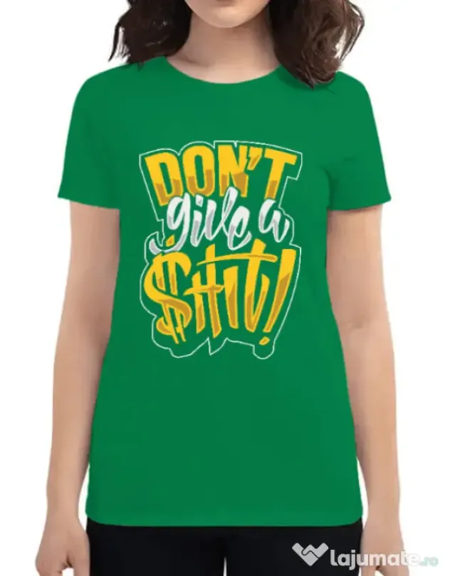 Tricou ADLER dama Don't give a shit Verde mediu