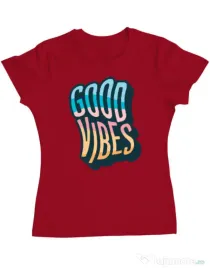 Tricou ADLER dama Good vibes Rosu