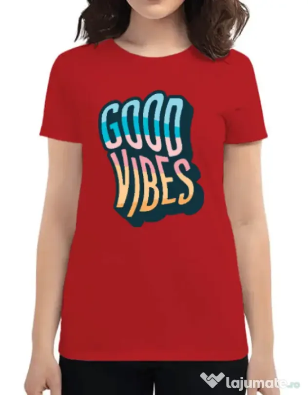 Tricou ADLER dama Good vibes Rosu