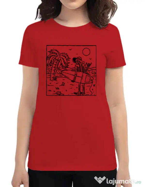Tricou ADLER dama Surf dude Rosu