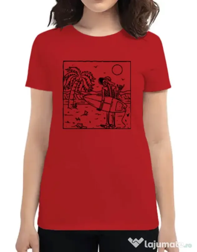 Tricou ADLER dama Surf dude Rosu